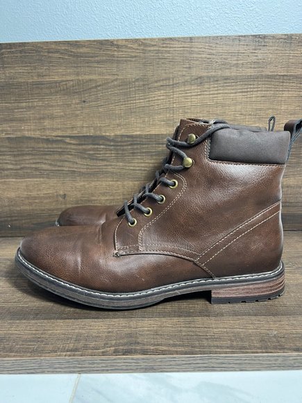 Club Room Mens Lace-Up Faux Leather Dress Chukka Boot 10.5M Lace Up Westin Tan - Picture 3 of 9